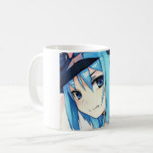 Anime blauw-harige meisjesogen KoffieMok (Voorkant links)