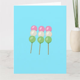 Anime Blauwe Pastel Dango Vouwansichtkaart Kaart