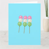 Anime Blauwe Pastel Dango Vouwkaart Kaart (Voorkant)