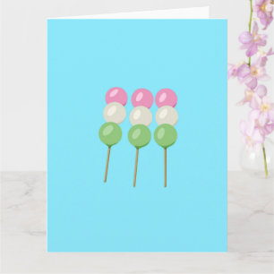 Anime Blauwe Pastel Dango Vouwkaart Kaart