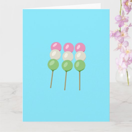 Anime Blauwe Pastelkleurige Dango Vouwkaart Kaart (Orchidee)