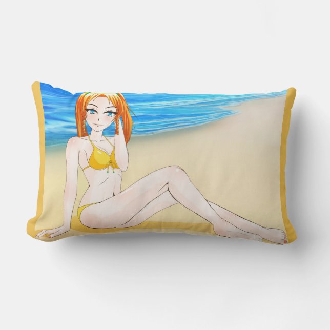 Anime Blond Girl Bed Pillow Kussen (Voorkant)