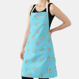 Anime Blue Pastel Dango All-Over Print Schort