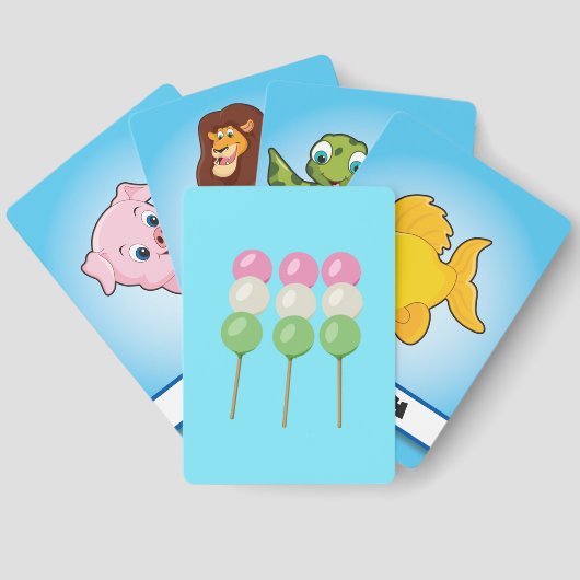 Anime Blue Pastel Dango Classic speelkaarten (Achterkant)
