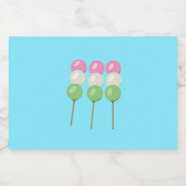 Anime Blue Pastel Dango Food Beverage Label Set Voedselcontainer Etiket