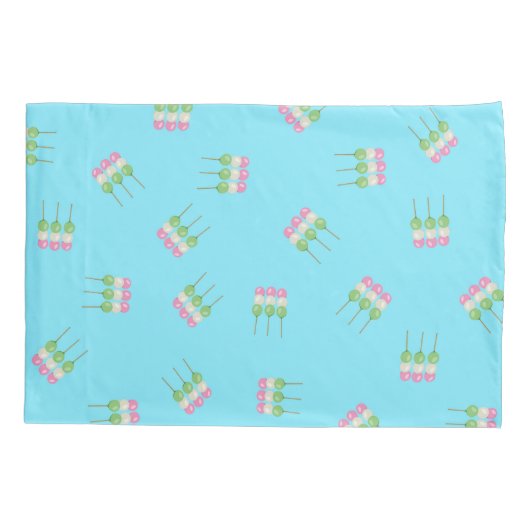 Anime Blue Pastel Dango Kussensloop (Achterkant)