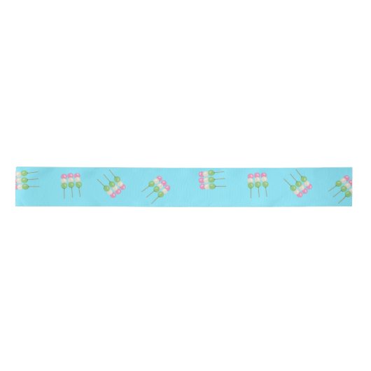Anime Blue Pastel Dango Ribbon Satijnen Lint (Voorkant)