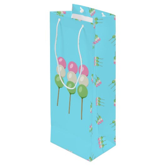 Anime Blue Pastel Dango Wine Gift Bag Wijn Cadeautas (Achterkant Gekanteld)
