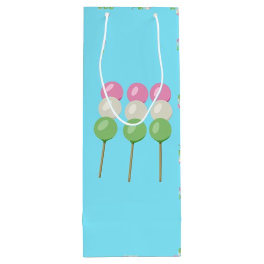 Anime Blue Pastel Dango Wine Gift Bag Wijn Cadeautas (Achterkant)