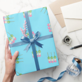 Anime Blue Pastel Dango Wrapping Paper Cadeaupapier