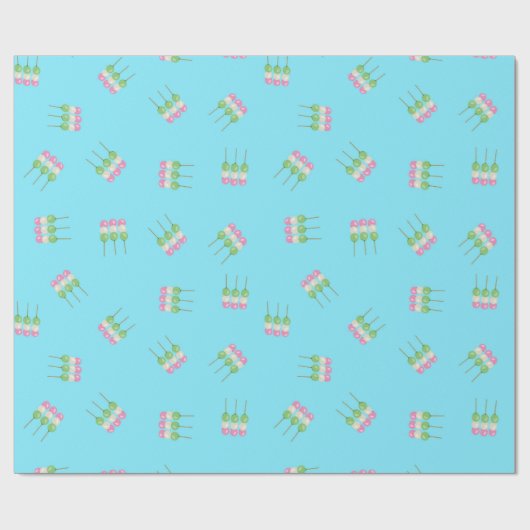 Anime Blue Pastel Dango Wrapping Paper Cadeaupapier (Vlak)