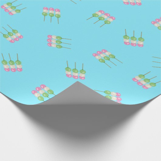 Anime Blue Pastel Dango Wrapping Paper Cadeaupapier (Hoek)