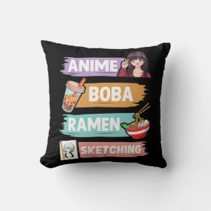 Anime Boba Ramen Sketching Otaku Kawaii Anime Girl Kussen