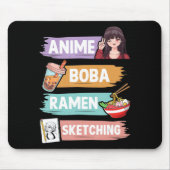 Anime Boba Ramen Sketching Otaku Kawaii Anime Girl Muismat (Voorkant)