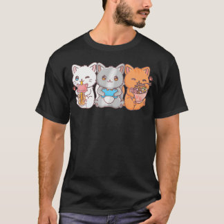 Anime Boba Tea Bubble Tea Gaming Gamer Ramen Cat T-shirt