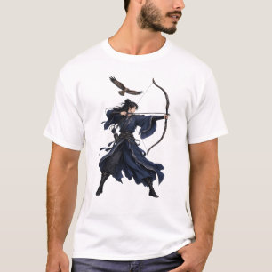 Anime Boogschutter Mannelijke Krijger met Valken F T-shirt