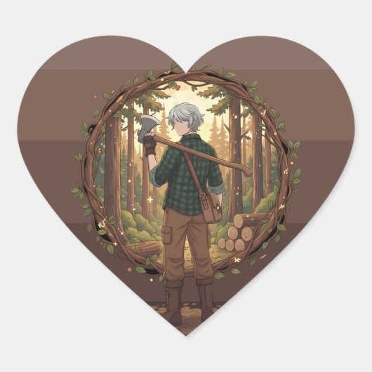 Anime Bosbeschermer Hart Sticker (Voorkant)