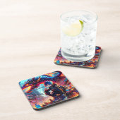 Anime Boy en Dragon in een dystopische wereld Bier Onderzetter (Rechterzijde)