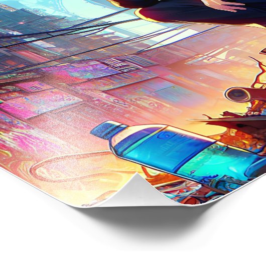 Anime Boy en Dragon in een dystopische wereld Foto Afdruk (Hoek)