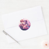 Anime Boy en meisje Valentijnsdag Ronde Sticker (Envelop)