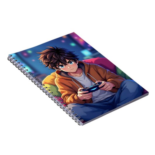 Anime Boy playing Video Game  Notitieboek (Rechterzijde)