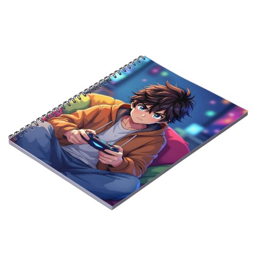 Anime Boy playing Video Game Notitieboek (Linkerzijde)