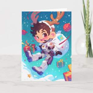Anime Boy Sci-Fi Kerstmis Feestdagen Kaart
