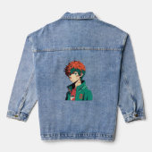 Anime Boy: Sinaasappel en groen haar - Manga Delig Denim Jacket (Achterkant)