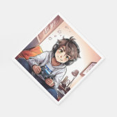 Anime Boy Spelen Video Games Verjaardagsfeest Servet (Hoek)