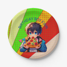 Anime Boy's Pizza Party gepersonaliseerd