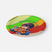 Anime Boy's Pizza Party gepersonaliseerd Papieren Bordje (Gekanteld)