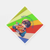 Anime Boy's Pizza Party gepersonaliseerd Servet (Hoek)