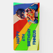 Anime Boy's Pizza Party gepersonaliseerd Spandoek (Verticaal)