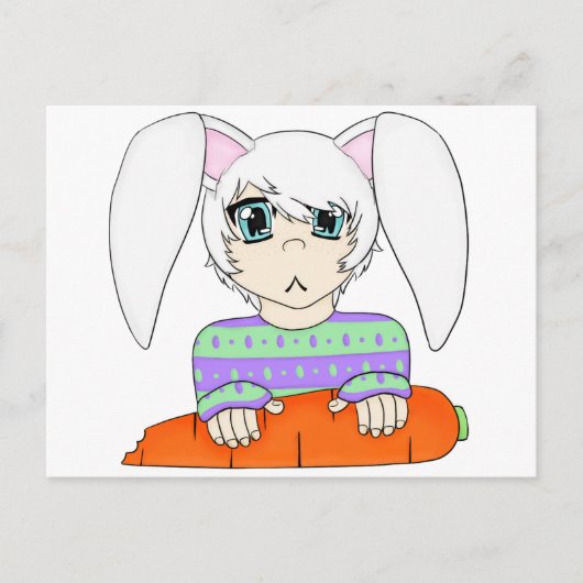 Anime Bunny Rabbit Boy met wortel Briefkaart (Voorkant)