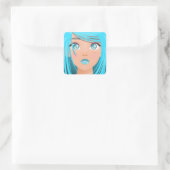 ANIME CARTOON MEISJE VIERKANTE STICKER (Tas)