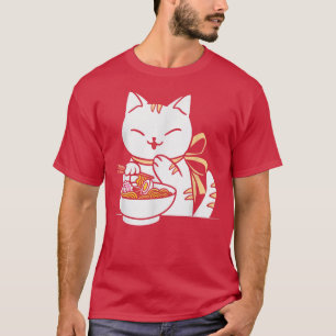 Anime Cat Cute Kawaii Cat Ramen Noodle Anime Neko T-shirt