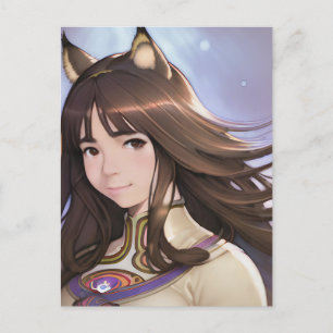 Anime Cat Eared Woman Briefkaart