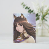 Anime Cat Eared Woman Briefkaart (Staand voorkant)