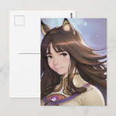 Anime Cat Eared Woman Briefkaart (Voorkant / Achterkant)