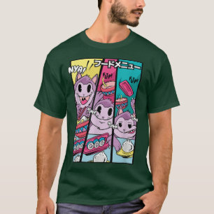 Anime Cat Eating Japanse Food Ramen Noodles Sushi T-shirt