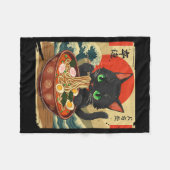 Anime Cat Eating Ramen Japanese Art Graphic Cat Cu Fleece Deken (Voorkant (Horizontaal))
