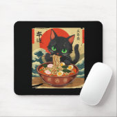 Anime Cat Eating Ramen Japanese Art Graphic Cat Cu Muismat (Met muis)