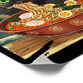 Anime Cat Eating Ramen Japanese Art Graphic Cat Cu Poster (Hoek)