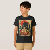 Anime Cat Eating Ramen Japanese Art Graphic Cat Cu T-shirt (Voorkant volledig)