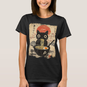 Anime Cat Eating Ramen Japanse stijl Anime Lovers T-shirt
