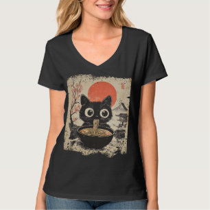 Anime Cat Eating Ramen Japanse stijl Anime Lovers T-shirt