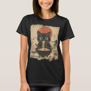 Anime Cat Eating Ramen Japanse stijl Anime Lovers T-shirt