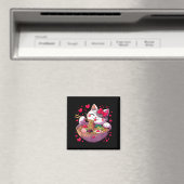 Anime Cat Eating Ramen Noodles With Hearts Valenti Magneet (Insitu (Vaatwasser))
