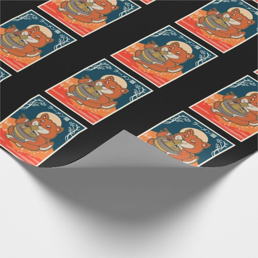 Anime Cat eet Ramen Japanse noedels Cadeaupapier (Hoek)