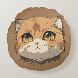 Anime Cat Face Rond Kussen